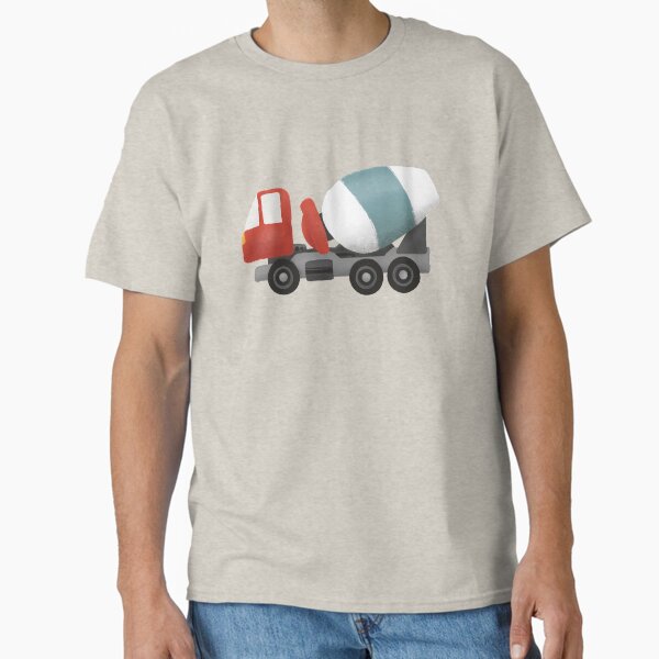 Boys Cute Blue Cement Mixer and Construction Transport Pattern Kids Classic T-Shirt
