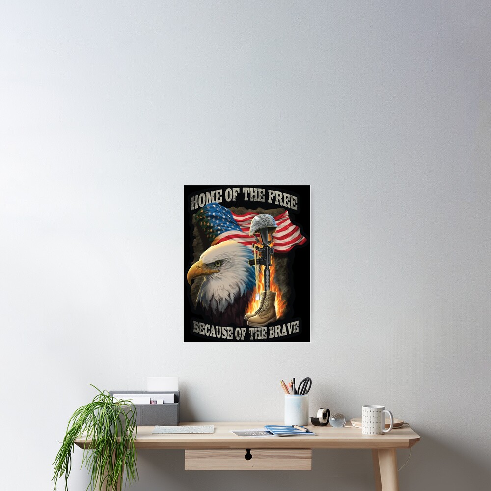 Home of the high quality Free Because of the Brave Metal Wall Art