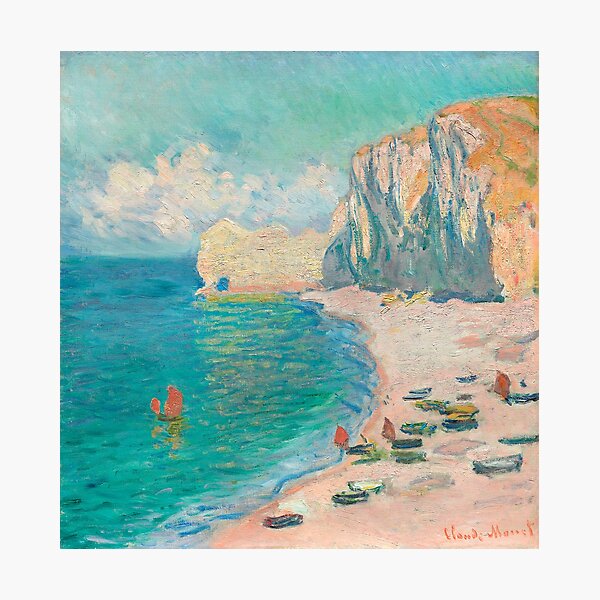 Item preview, Impressionist Painting The Beach and the Falaise d'Amont (1885) by Claude Monet designed and sold by Designedbysm.