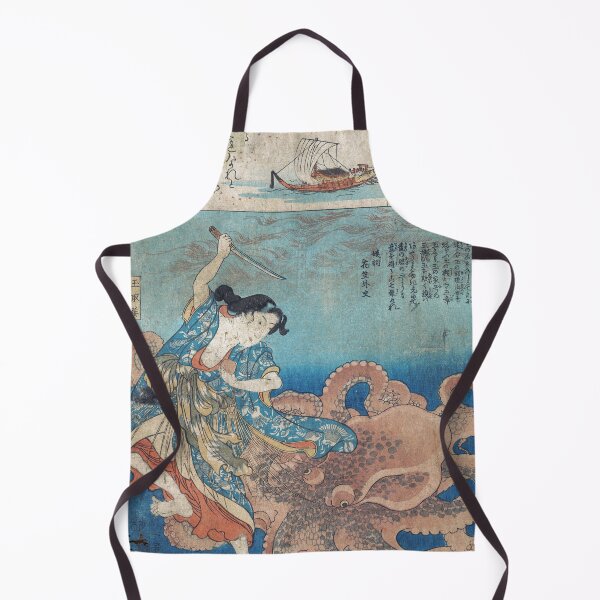 Item preview, Japanese Warrior Fighting off Giant Octopus! designed and sold by LoveVintageToo.