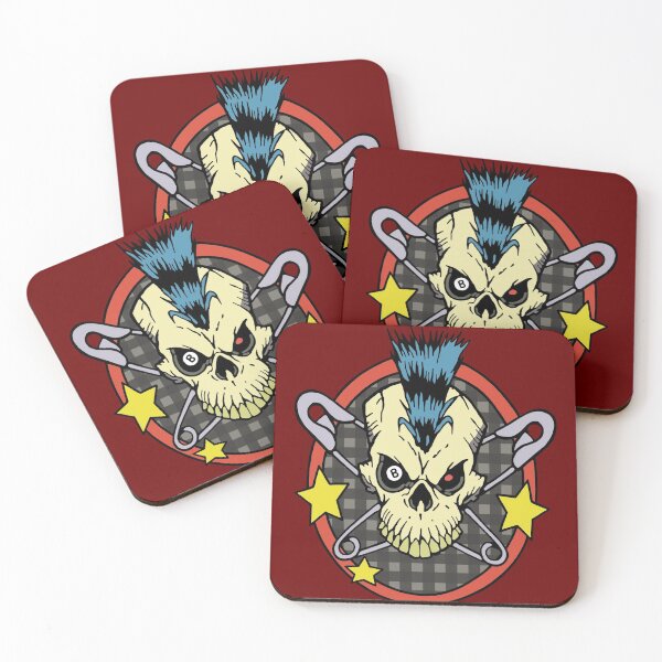 Item preview, Graffitti Skateboard Style Skull With Blue Punk Mohawk Red Version designed and sold by strawberryrawrr.