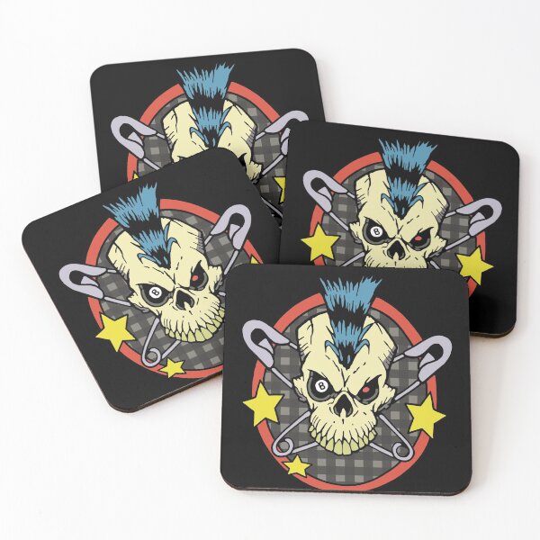 Item preview, Graffitti Skateboard Style Skull With Blue Punk Mohawk Black Version designed and sold by strawberryrawrr.