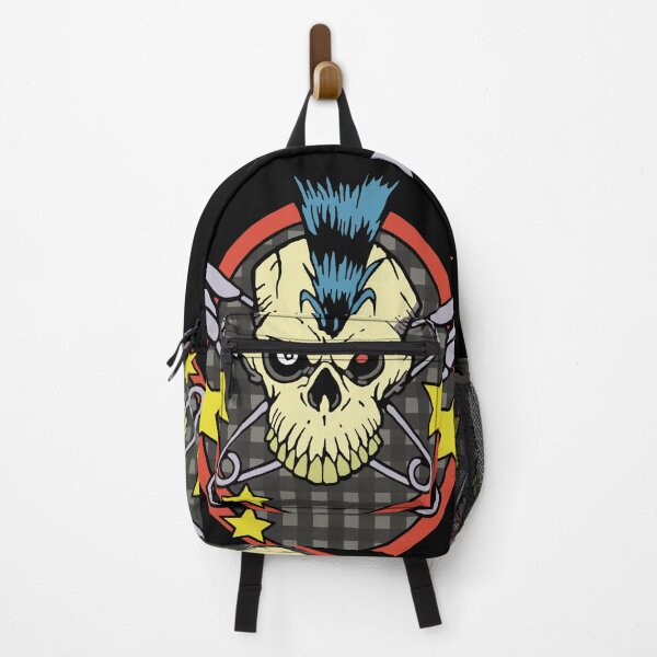 Item preview, Graffitti Skateboard Style Skull With Blue Punk Mohawk Black Version designed and sold by strawberryrawrr.