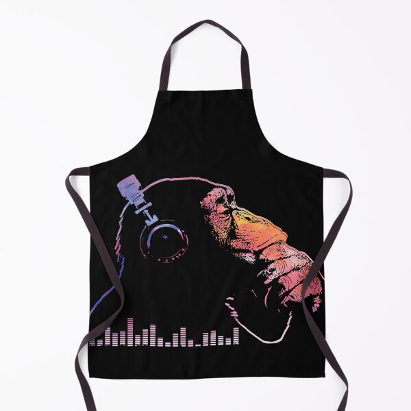 Item preview, Chimpanzee monkey with headphones listens to music designed and sold by brunsch-print.
