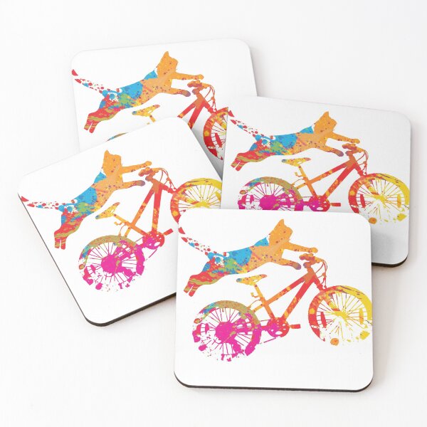 Item preview, Cat Riding A Bicycle Colorful Abstract Design designed and sold by SpotWarehouse.