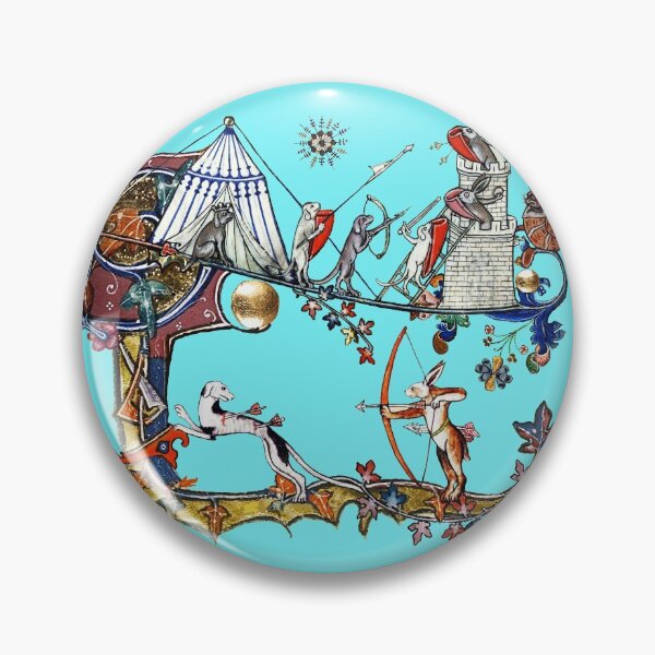 Item preview, WEIRD MEDIEVAL BESTIARY WAR Between Dogs and Killer Rabbits in Blue Turquoise designed and sold by BulganLumini.
