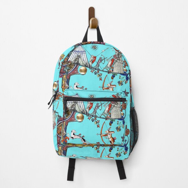 Item preview, WEIRD MEDIEVAL BESTIARY WAR Between Dogs and Killer Rabbits in Blue Turquoise designed and sold by BulganLumini.