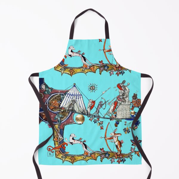 Item preview, WEIRD MEDIEVAL BESTIARY WAR Between Dogs and Killer Rabbits in Blue Turquoise designed and sold by BulganLumini.