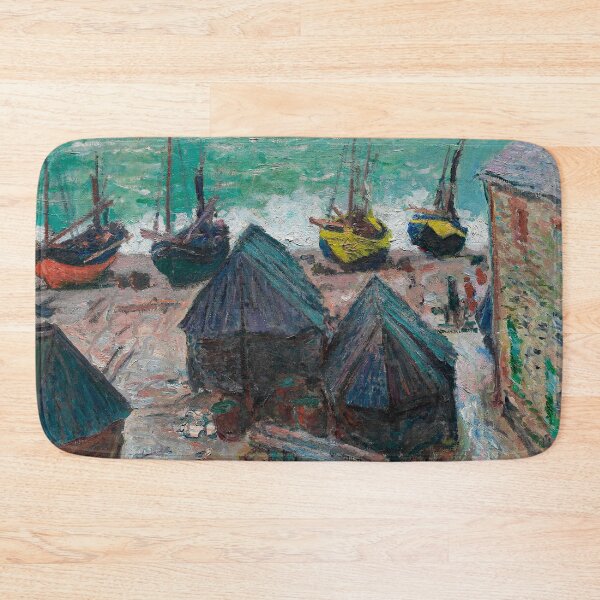 Item preview, Impressionist Painting Boats on the Beach at Étretat (1885) by Claude Monet designed and sold by Designedbysm.