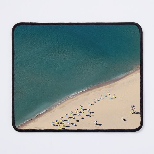 Item preview, Drone or aerial view of empty beach with umbrellas and beds in Greece  designed and sold by Michaelerch.