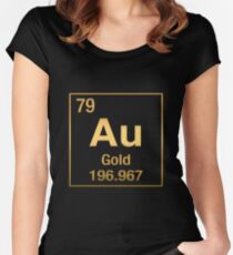 Periodic Table of Elements – Gold (Au) in Gold on Black Women's Fitted Scoop T-Shirt