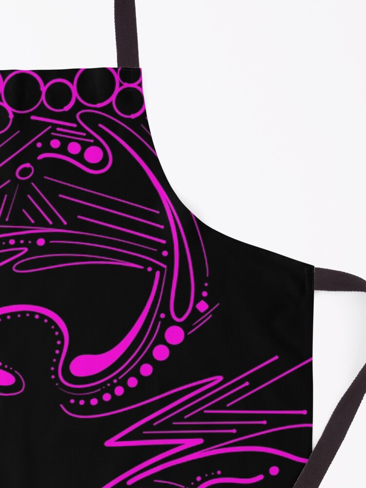 Thumbnail 3 of 6, Apron, Magenta Pink Paisley Abstract Pattern on Black designed and sold by that5280lady.