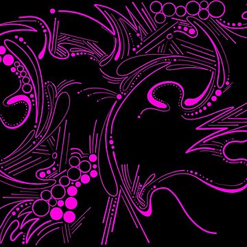 Artwork thumbnail, Magenta Pink Paisley Abstract Pattern on Black by that5280lady