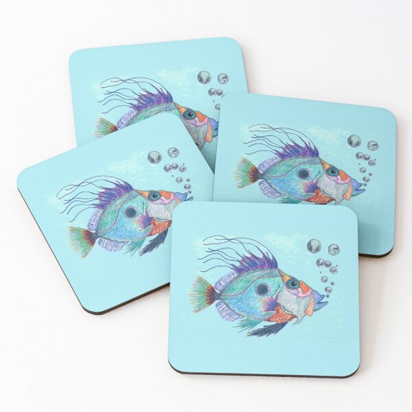 Item preview, Fun Beachy Fish Art In Blue Tropical Decor designed and sold by Sharon Cummings Art.