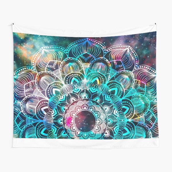 Yirtree Mandala Flower Tapestry Wall Hanging - Bohemian Hippie White  Tapestry Sketched Floral Print Tapestries for Home Bedroom Wall Decor 