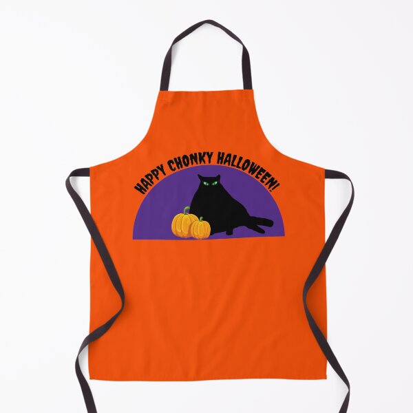 Item preview, Happy Halloween Chonky Black Cat with Pumpkins in front of a purple sky designed and sold by j9gothbe.