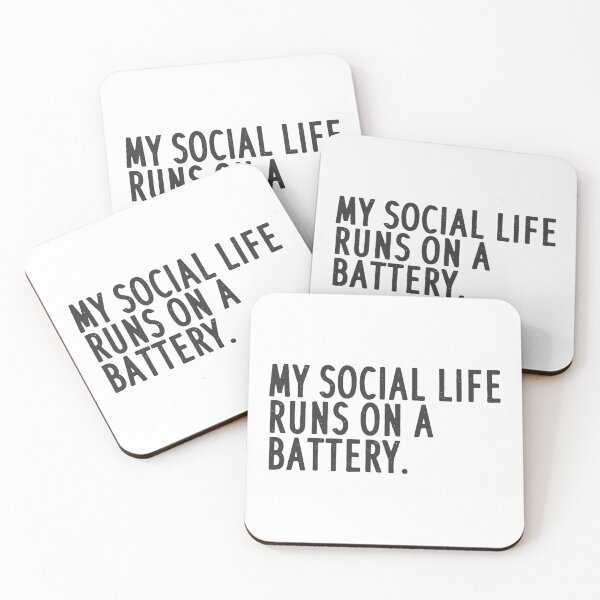 Item preview, My social life runs on a battery. White T-shirt Typography design designed and sold by MissDewi.