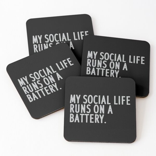 Item preview, My social life runs on a battery. Black T-shirt Typography design designed and sold by MissDewi.