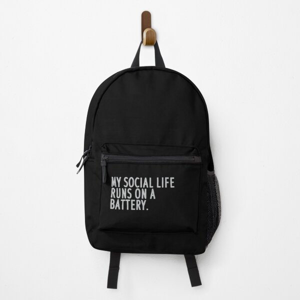 Item preview, My social life runs on a battery. Black T-shirt Typography design designed and sold by MissDewi.