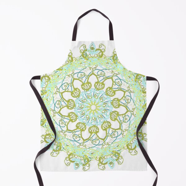 Item preview, ֎ STARFISH ֍ Scribbles ~*Limeade Sucker Punch*~ Retro Ocean Sea Marine Fish Creature ~ Mandala Medallion Kaleidoscope Sacred Geometry ~ green blue aqua tones designed and sold by Spinning Plates 360.