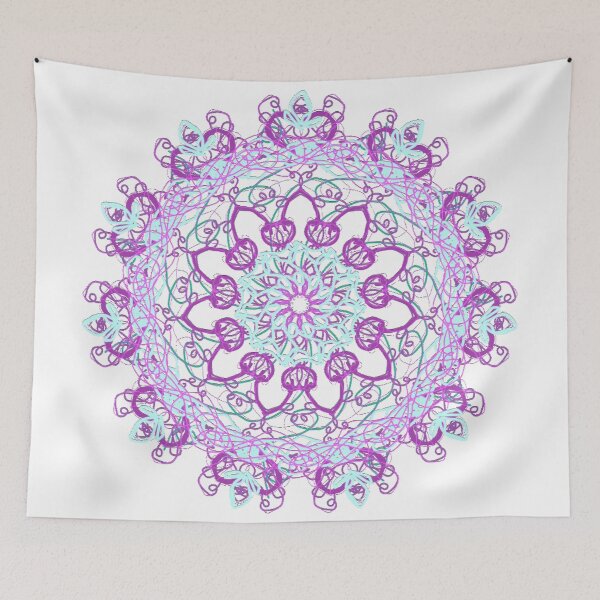 Item preview, ֎ STARFISH ֍ Scribbles ~*Merlot Sucker Punch*~ Retro Ocean Sea Marine Fish Creature ~ Mandala Medallion Kaleidoscope Sacred Geometry ~ purple baby blue tones designed and sold by Spinning Plates 360.
