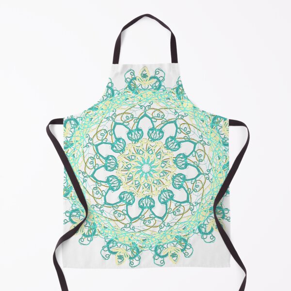 Item preview, ֎ STARFISH ֍ Scribbles ~*Mint Julep Sucker Punch*~ Retro Ocean Sea Marine Fish Creature ~ Mandala Medallion Kaleidoscope Sacred Geometry ~ green yellow mustard tones designed and sold by Spinning Plates 360.