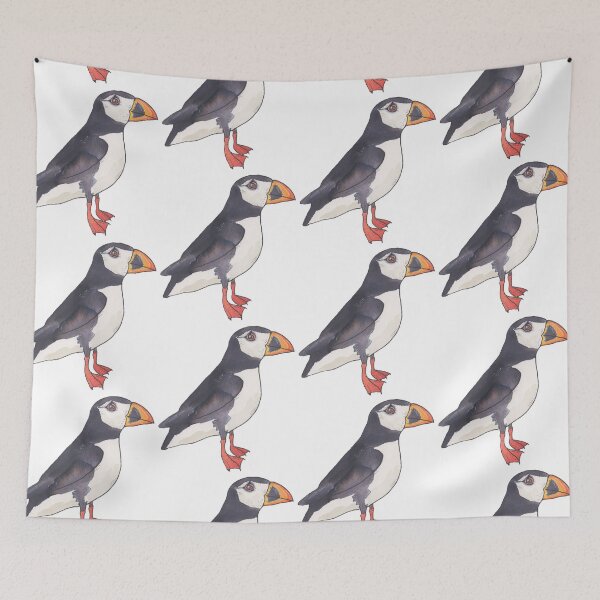 Item preview, Atlantic Puffin bird species watercolor art designed and sold by TheWaterBirds.
