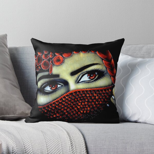 arabian girl with red vite Throw Pillow