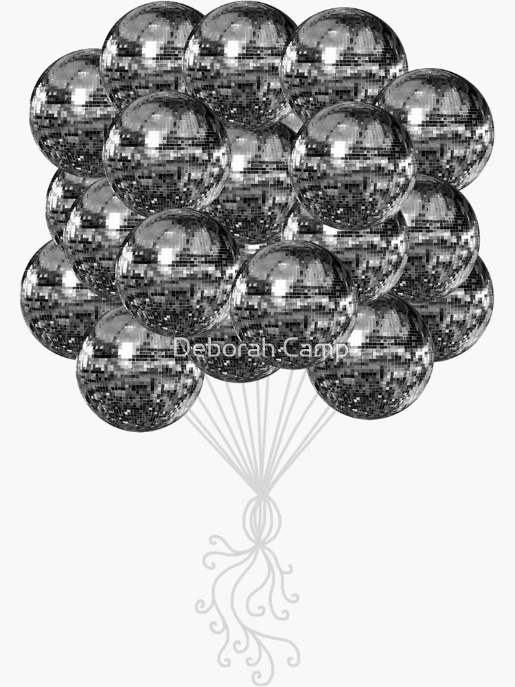 Retro Silver Disco Ball Balloons - Disco Ball - Sticker