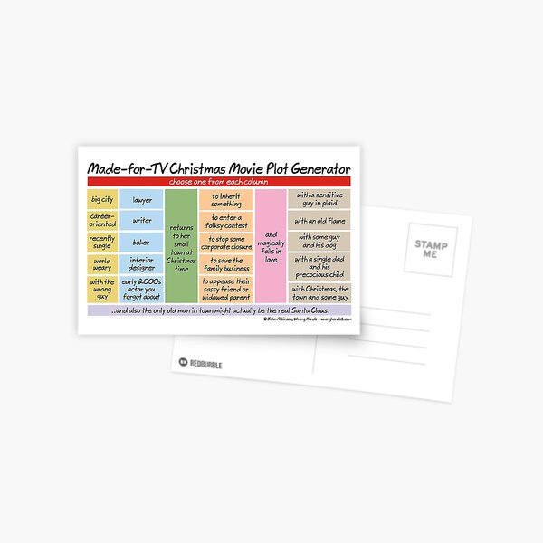 Made-for-TV Christmas Movie Plot Generator Postcard