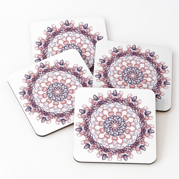 Item preview, ֎ STARFISH ֍ Scribbles ~*Chocolate Liquor Sucker Punch*~ Retro Ocean Sea Marine Fish Creature ~ Mandala Medallion Kaleidoscope Sacred Geometry ~ red blue brown tones designed and sold by Spinning Plates 360.