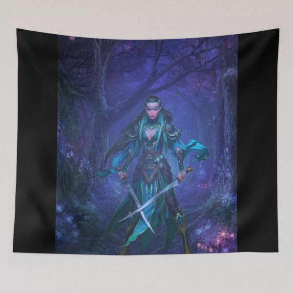 Item preview, Elf warrior at night in the fantasy forest designed and sold by brendanre.