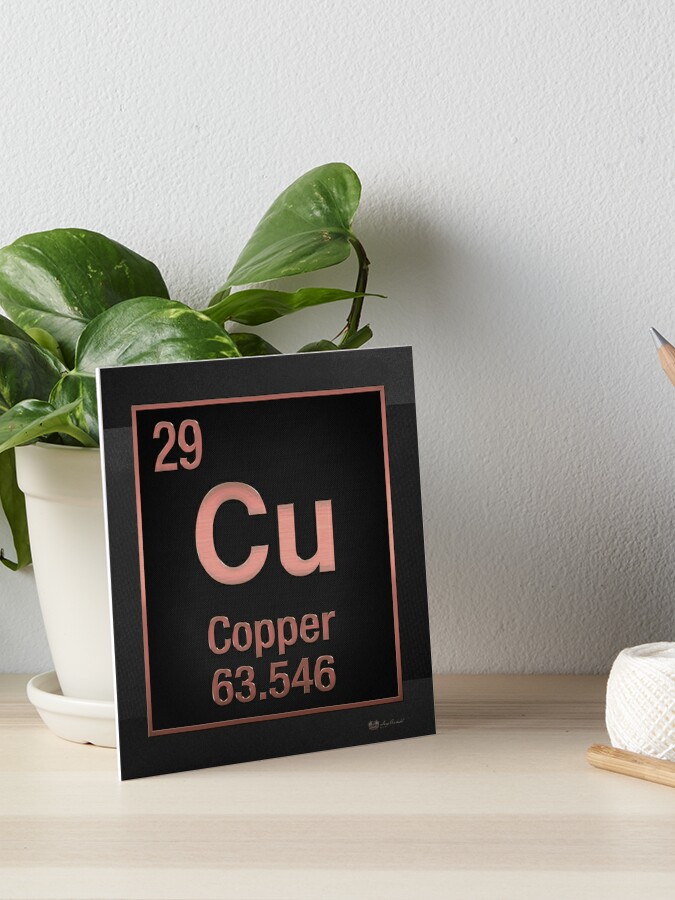 Periodic Table Of Elements Copper Copper Cu On Black Art Board Print