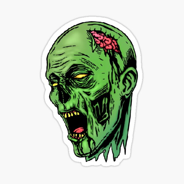 Artikel-Vorschau von Graffiti-Skateboard-Stil Grüner Zombie-Kopf, der sein Gehirn zeigt, designt und verkauft von strawberryrawrr.