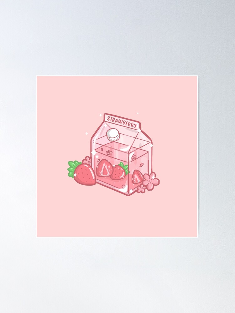 Strawberry Milk Poster By Atreladesigns Redbubble