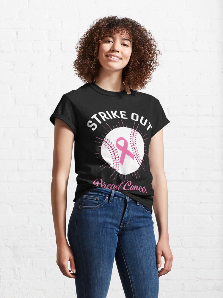 Strike Out Breast Cancer Baseball Breast Cancer Awareness Raglan Baseball  Tee