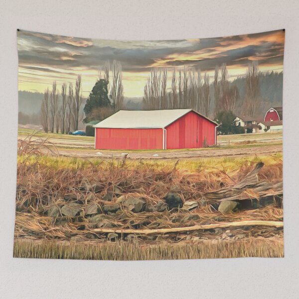 Item preview, Red Barn at Fir Island Farms in Mount Vernon  designed and sold by SeaChangeDesign.