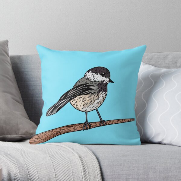Black-Capped Chickadee Massachusetts State Bird Throw Pillow