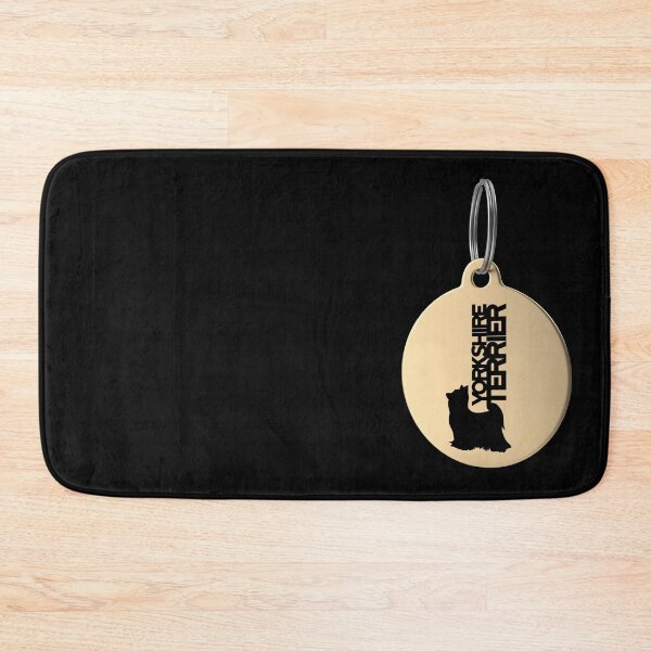 Item preview, Yorkshire Terrier Breed Silhouette in Black and White on Gold Keyring designed and sold by AlohaHound.