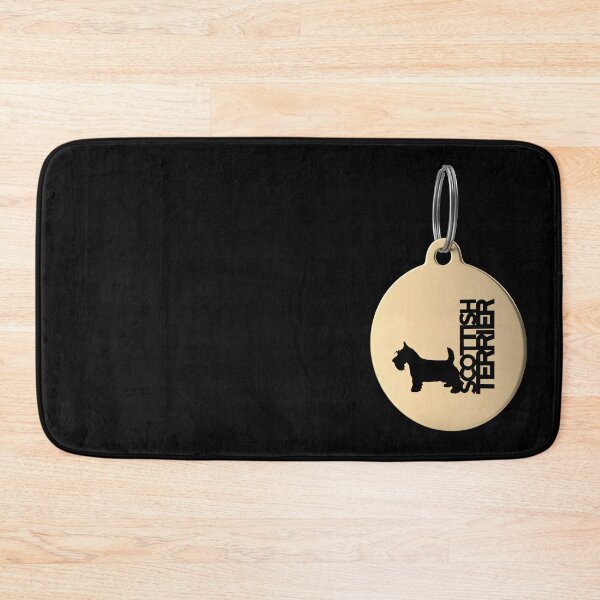 Item preview, Scottish Terrier Silhouette in Black and White on Gold Keyring designed and sold by AlohaHound.
