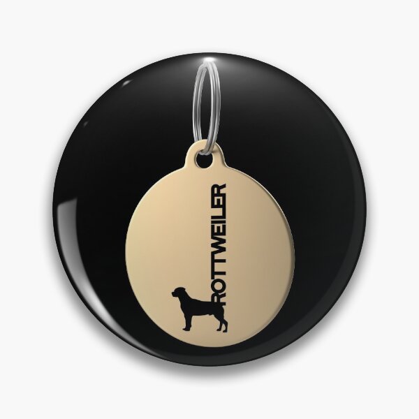 Item preview, Rottweiler Silhouette in Black and White on Gold Keyring designed and sold by AlohaHound.