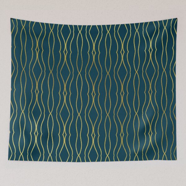 Item preview, Curved Lines Pattern Teal & Gold designed and sold by Old Urban Farmhouse Design Studio.