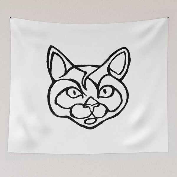 Item preview, Line Drawing Cat Face Cat Line designed and sold by badlydrawnbabe.
