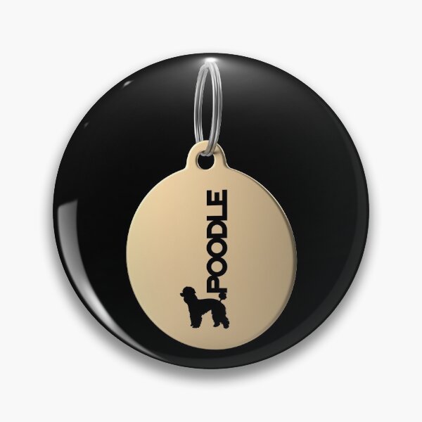Item preview, Poodle Silhouette in Black and White on Gold Keyring designed and sold by AlohaHound.