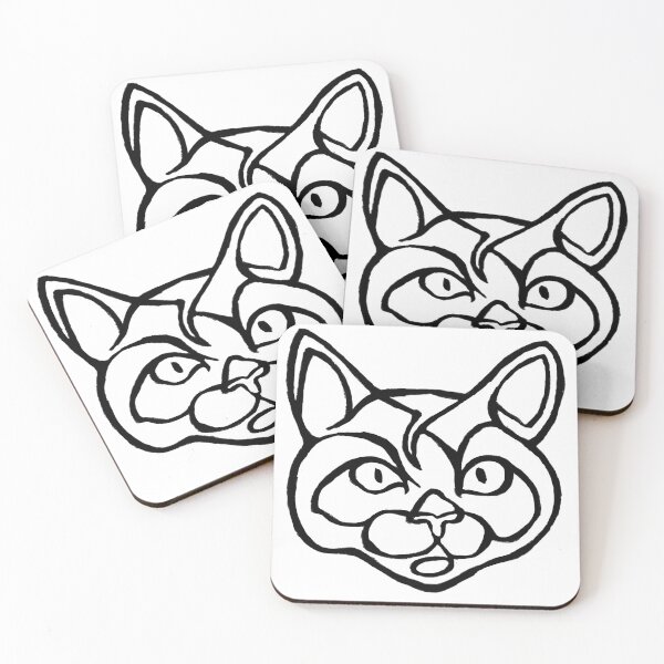 Item preview, Line Drawing Cat Face Cat Line designed and sold by badlydrawnbabe.
