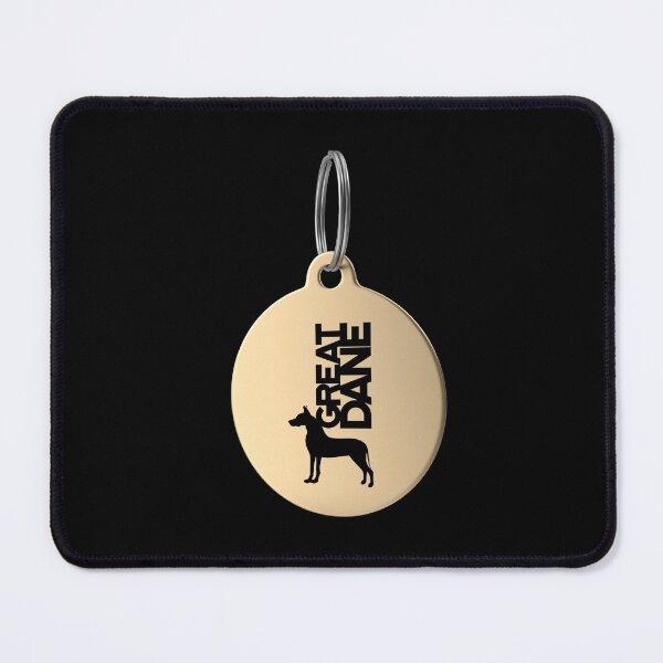 Item preview, Great Dane Silhouette in Black and White on Gold Keyring designed and sold by AlohaHound.