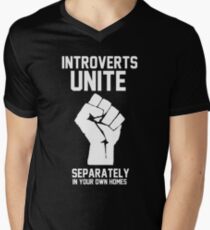 Camiseta para hombre de cuello en v Los introvertidos se unen por separado en sus propios hogares
