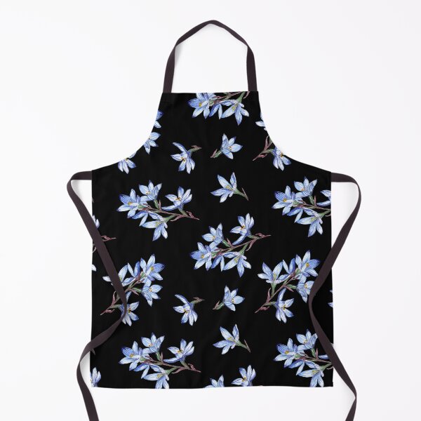 Item preview, Beautiful Australian Blue Sun Orchids Black background Pattern designed and sold by Jaydee001.