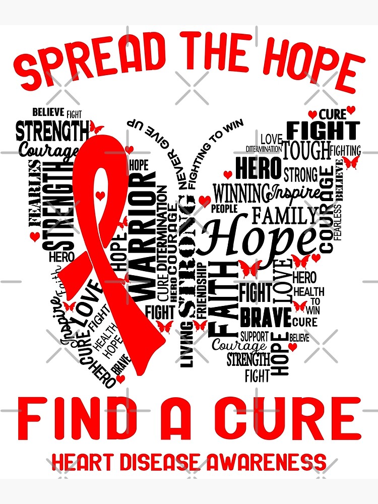 I Wear Red For Heart Disease Survivor Heart Ribbon Poster for Sale by  heppenp