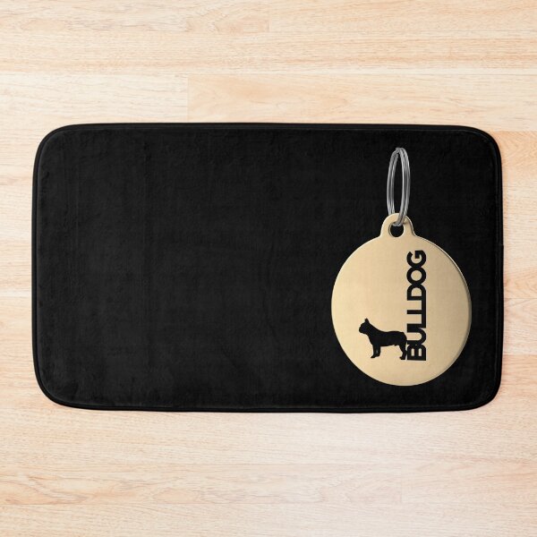 Item preview, Bulldog Silhouette in Black and White on Gold Keyring designed and sold by AlohaHound.